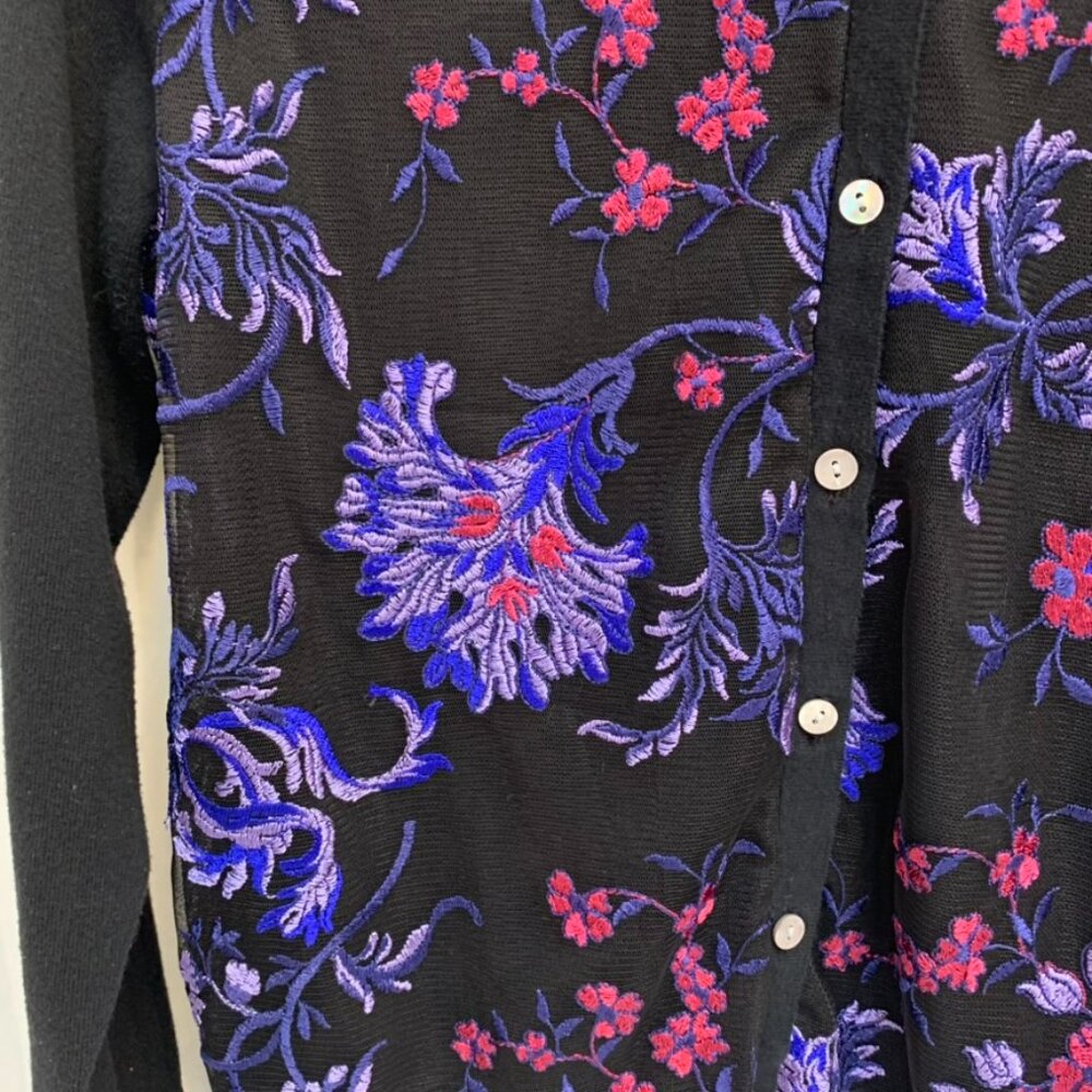 A New Day womens black and purple floral sweater size large cardigan - Picture 3 of 10